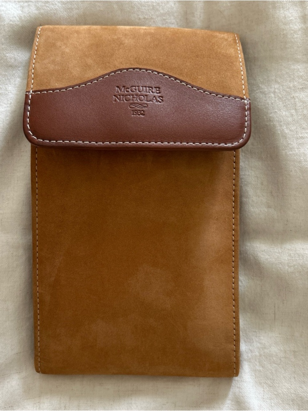 McGuire-Nicholas Brown Suede Leather Trifold Wallet 8 X 5” Vintage